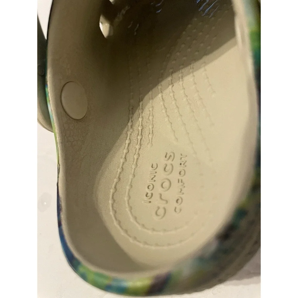 Crocs Kids Under The Sea Classic Clogs C8 Blue Ocean Marble Jibbitz Fish Shell